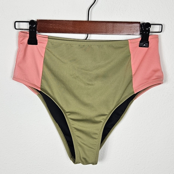 Billabong Adventure Division Colorblock High Waist Bikini Bottoms Sz S GreenPink - Picture 2 of 7